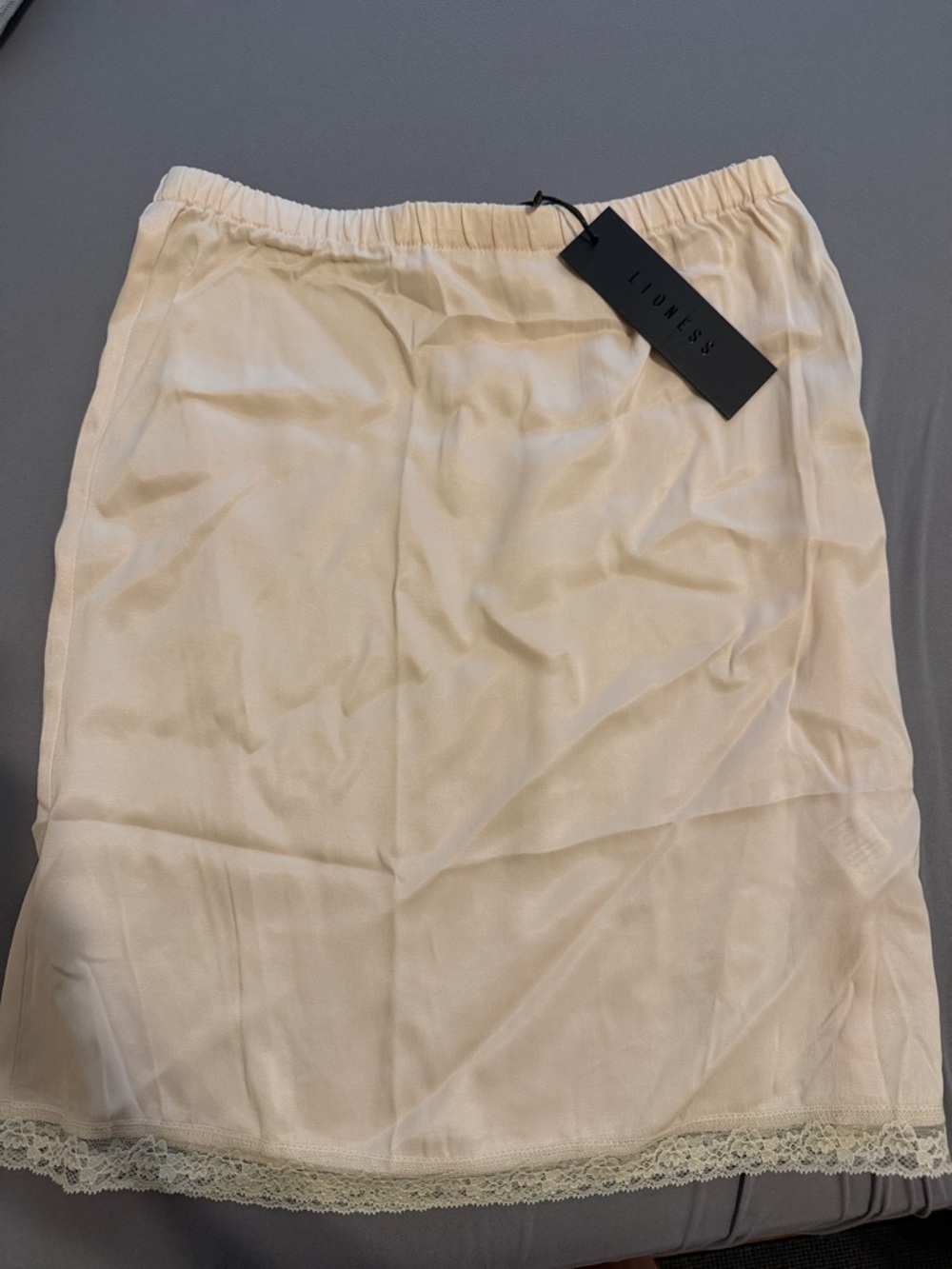 Luxe Ivory Lace-Trim Mini Slip Skirt